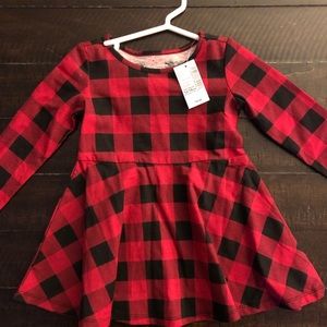 Red and black girls Buffalo dress